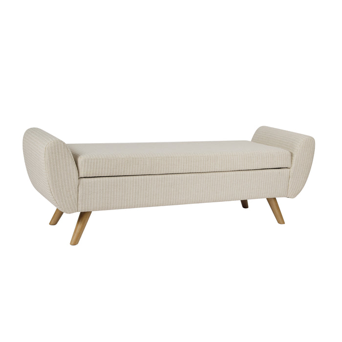HomePop Modern Storage Bench - White Woven Stripe