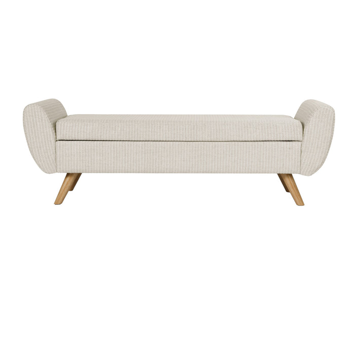 HomePop Modern Storage Bench - White Woven Stripe