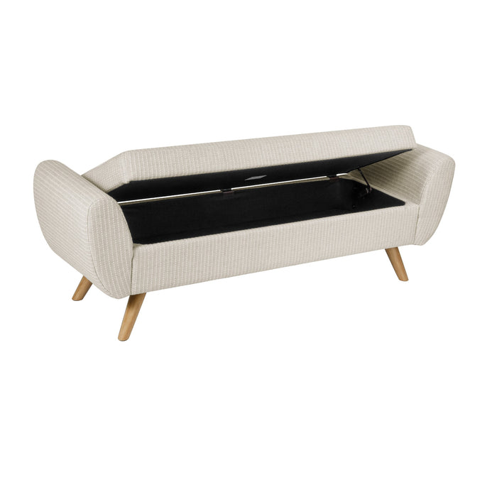 HomePop Modern Storage Bench - White Woven Stripe