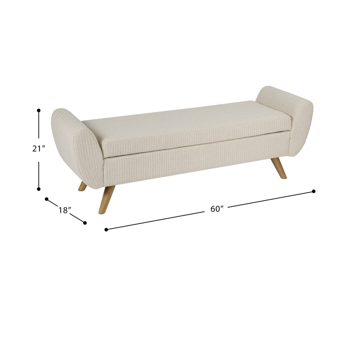 HomePop Modern Storage Bench - White Woven Stripe