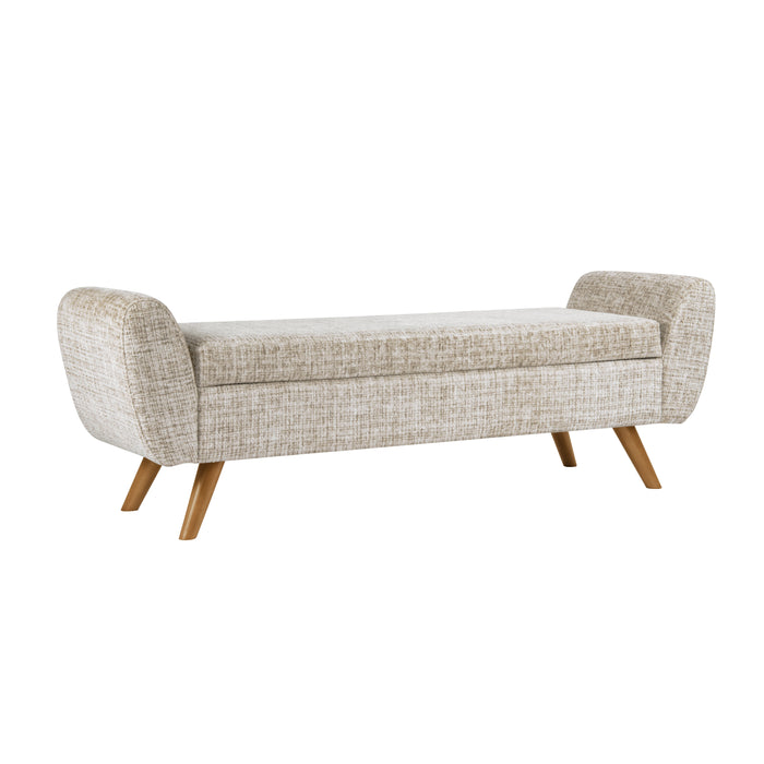 HomePop Modern Storage Bench - Cream Textural Woven