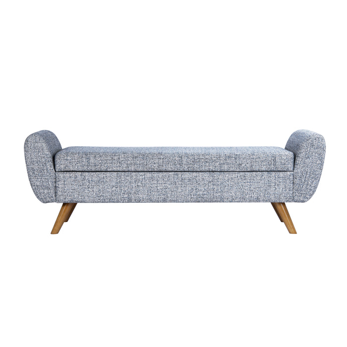 HomePop Modern Storage Bench - Blue Gray Woven Fabric