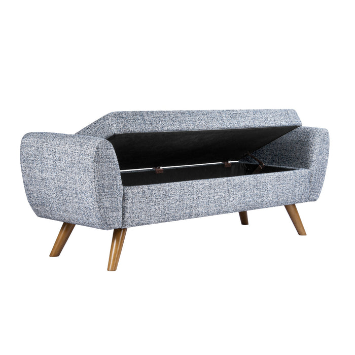 HomePop Modern Storage Bench - Blue Gray Woven Fabric