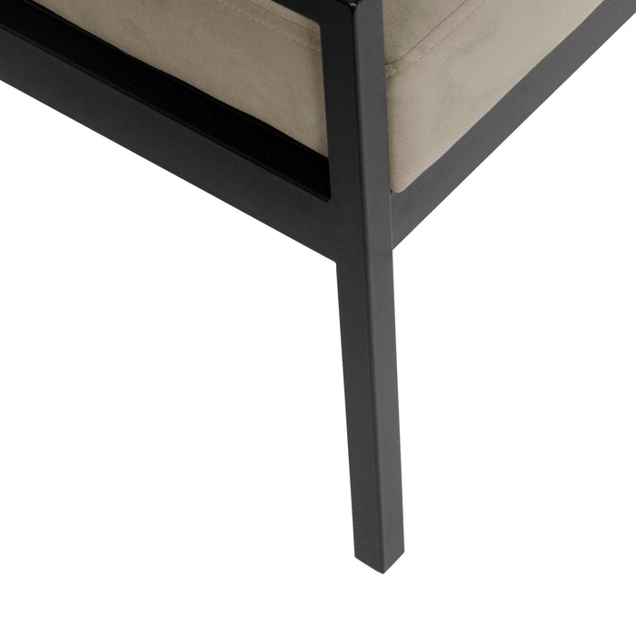 HomePop Modern Metal Bench - Fawn Velvet