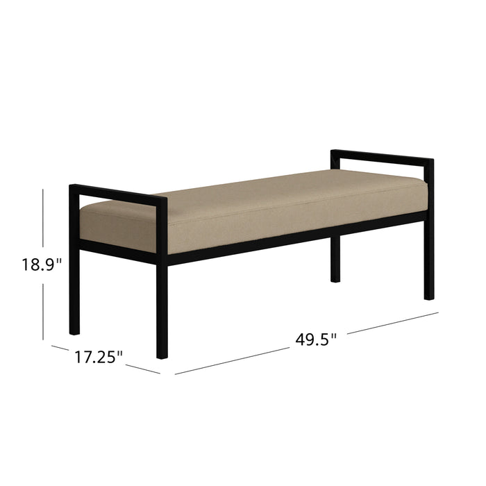 HomePop Modern Metal Bench - Fawn Velvet