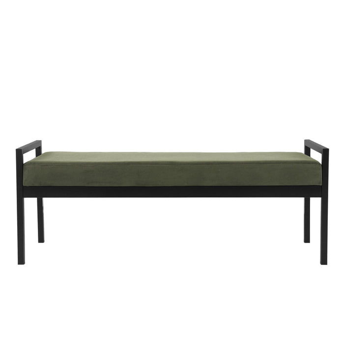 HomePop Modern Metal Bench - Loden Green Velvet