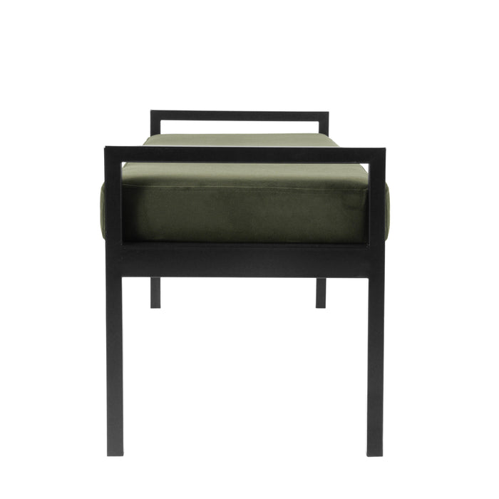 HomePop Modern Metal Bench - Loden Green Velvet