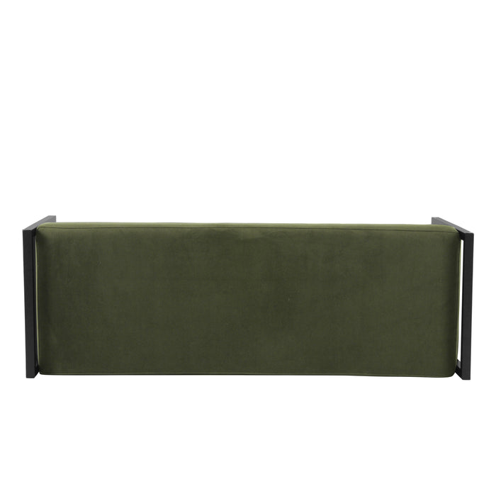 HomePop Modern Metal Bench - Loden Green Velvet