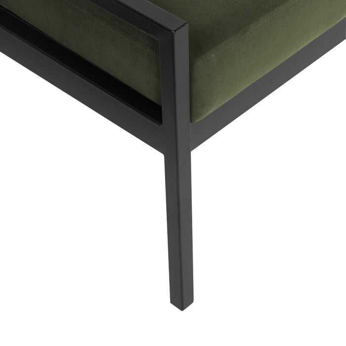 HomePop Modern Metal Bench - Loden Green Velvet