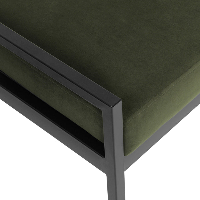 HomePop Modern Metal Bench - Loden Green Velvet