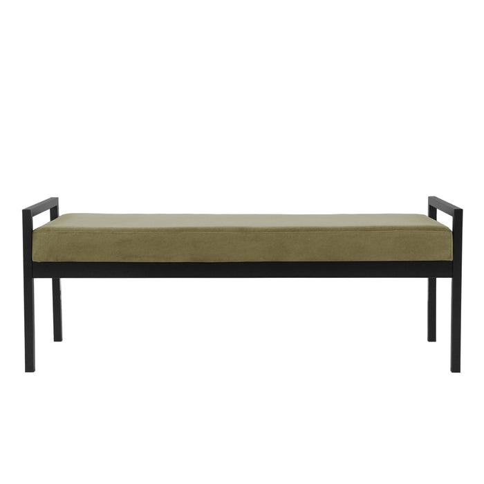 HomePop Modern Metal Bench - Light Sage Green Velvet