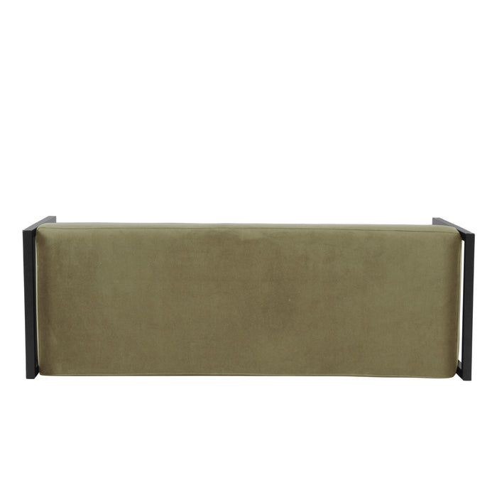 HomePop Modern Metal Bench - Light Sage Green Velvet