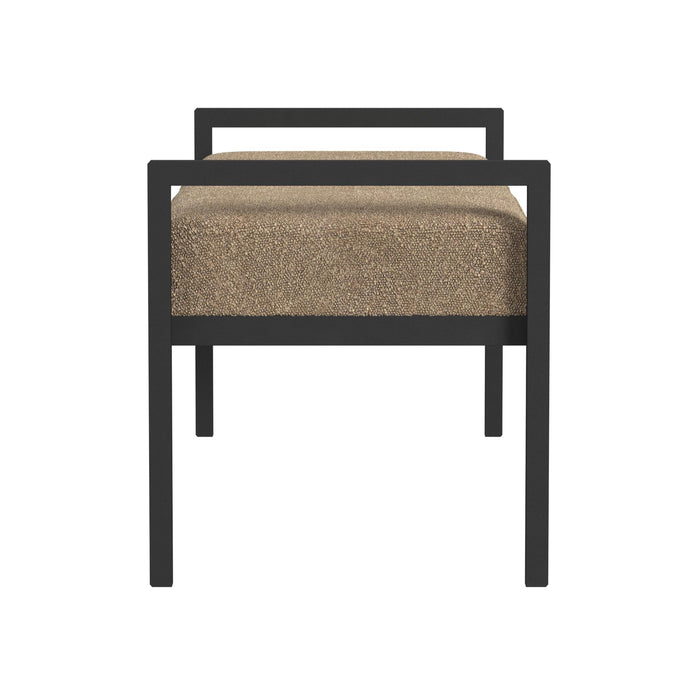 HomePop Modern Metal Bench -  Brown Boucle