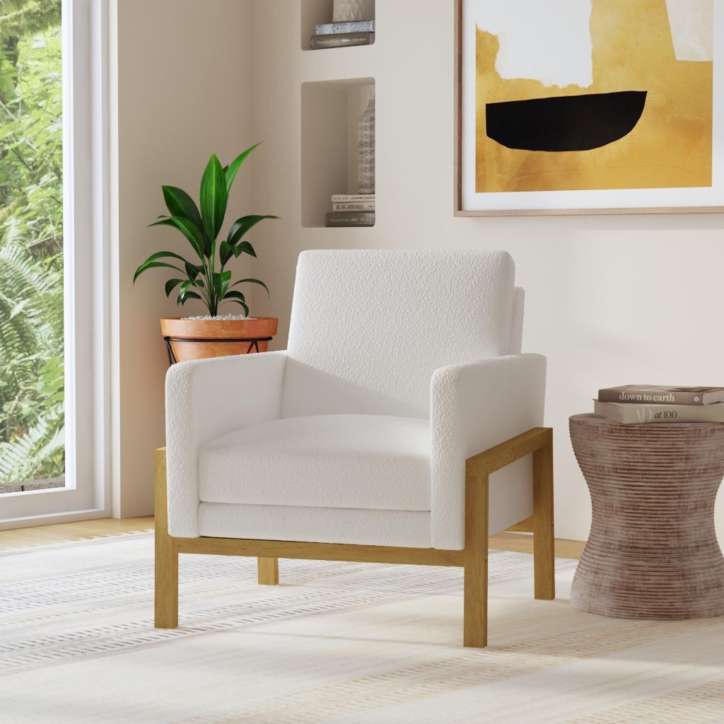 White and wood online accent chair