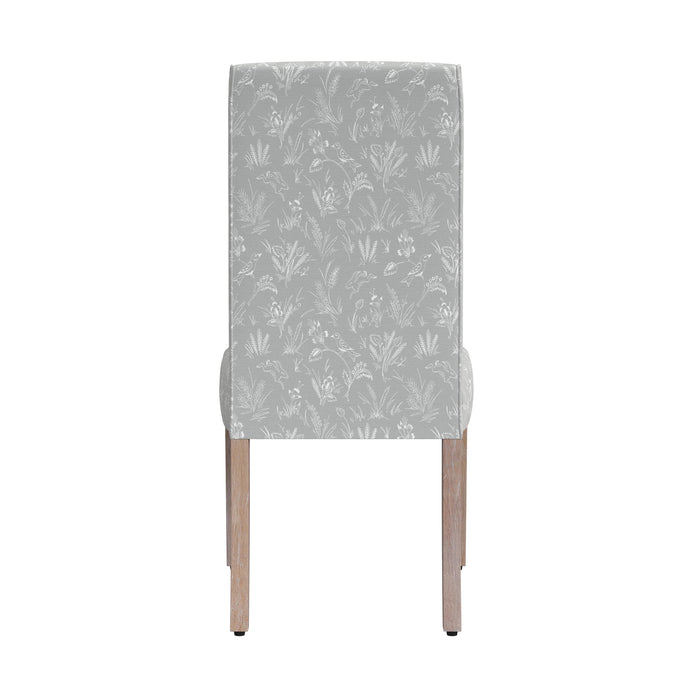 HomePop Scalloped Detail Dining Chair- Light Gray Floral with Animal Motifs (Set of 2)