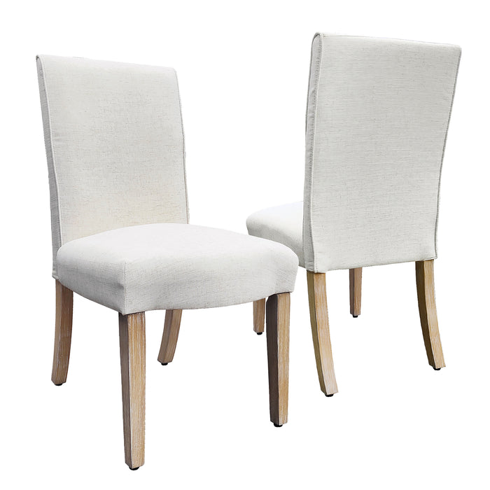 HomePop Scalloped Detail Dining Chair- Cream Textured Woven (Set of 2)