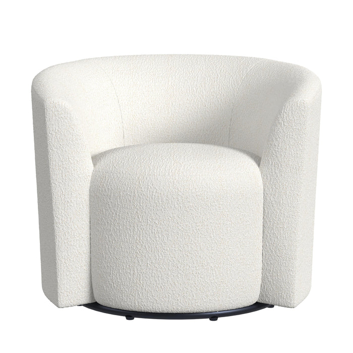 HomePop Upholstered Barrel Back Swivel Chair-Cream Boucle