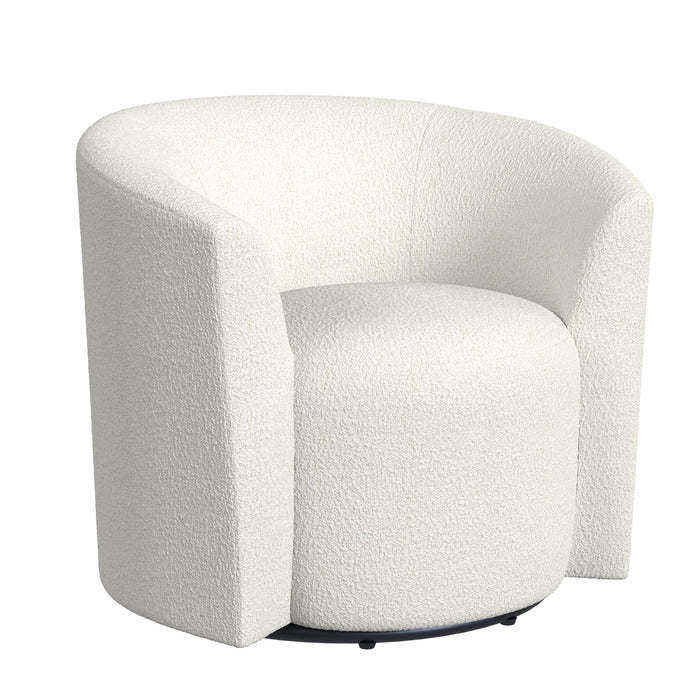 HomePop Upholstered Barrel Back Swivel Chair-Cream Boucle