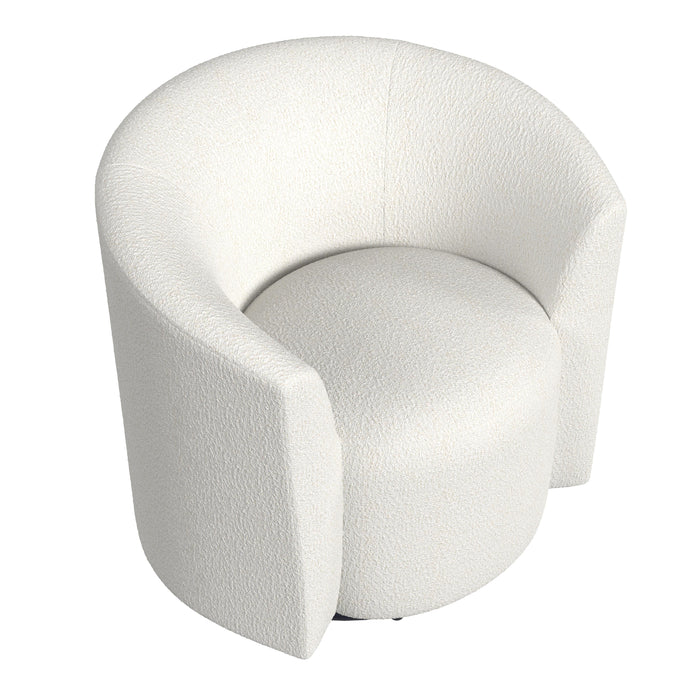 HomePop Upholstered Barrel Back Swivel Chair-Cream Boucle