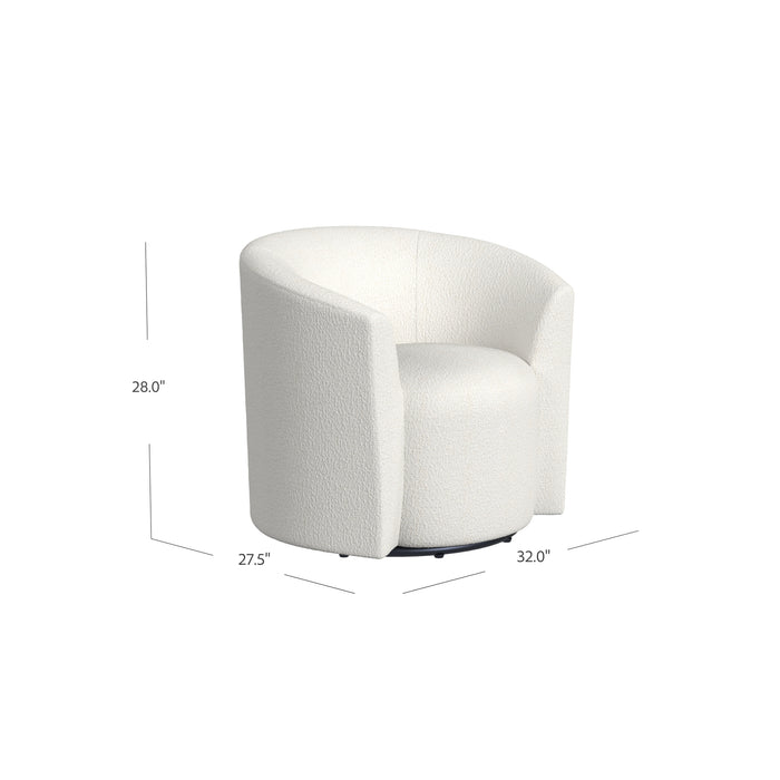 HomePop Upholstered Barrel Back Swivel Chair-Cream Boucle