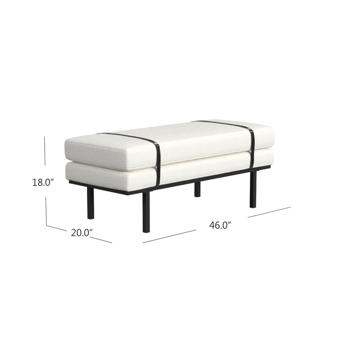 HomePop upholstered Bench with Metal Base - Cream Boucle