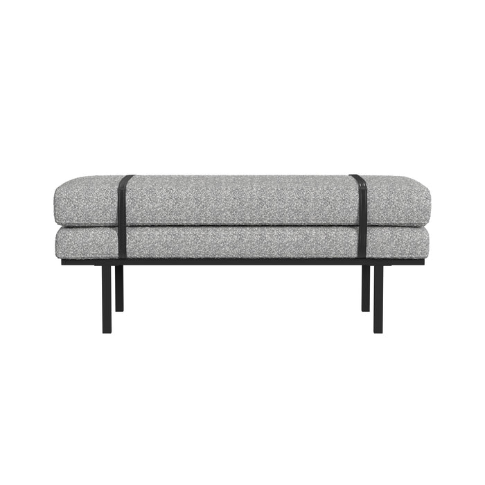 HomePop Upholstered Bench with Metal Base - white boucle with black yarn
