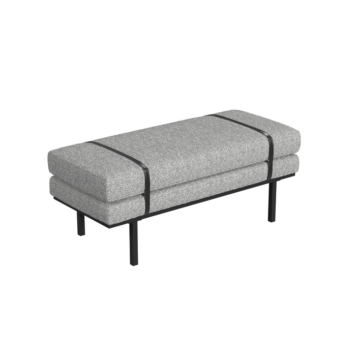HomePop Upholstered Bench with Metal Base - white boucle with black yarn