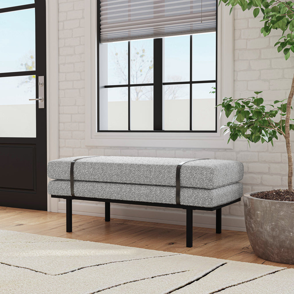 Black and white upholstered bench online