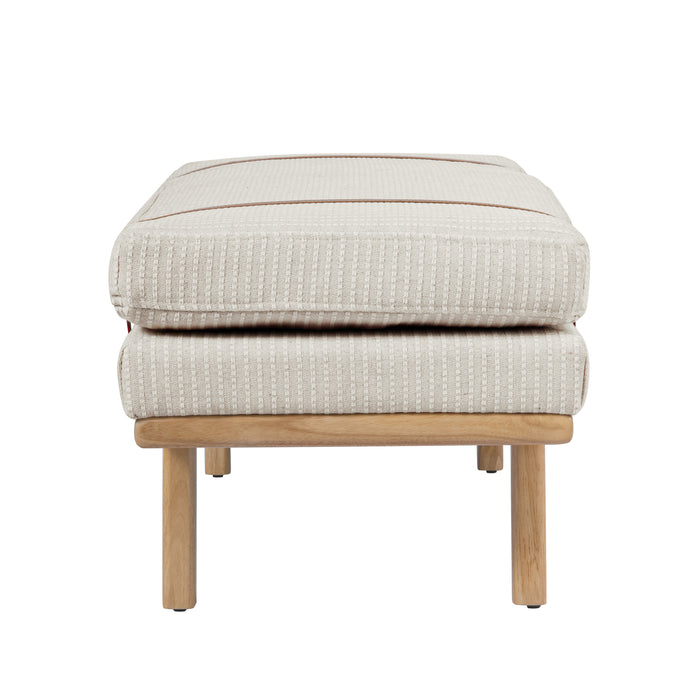 HomePop Upholstered Bench with Wood Base - White Woven Stripe