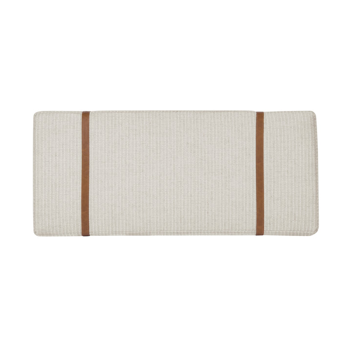 HomePop Upholstered Bench with Wood Base - White Woven Stripe