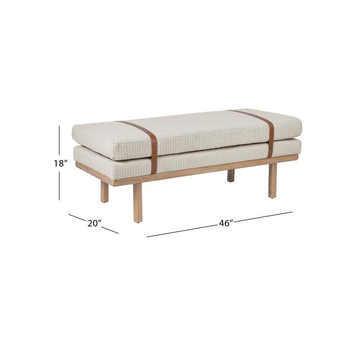 HomePop Upholstered Bench with Wood Base - White Woven Stripe