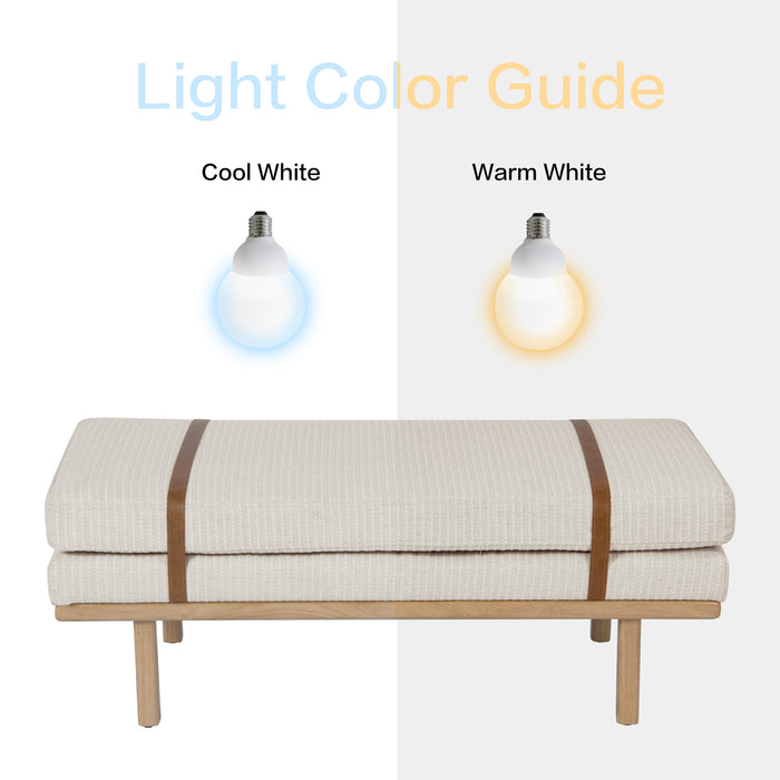 HomePop Upholstered Bench with Wood Base - White Woven Stripe