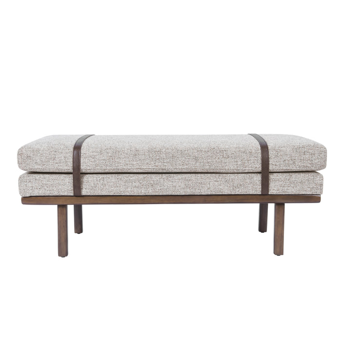 HomePop upholstered Bench with Wood Base - Midtone Gray Fabric