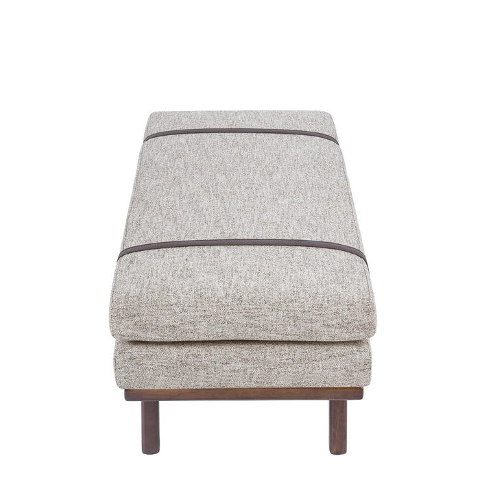 HomePop upholstered Bench with Wood Base - Midtone Gray Fabric