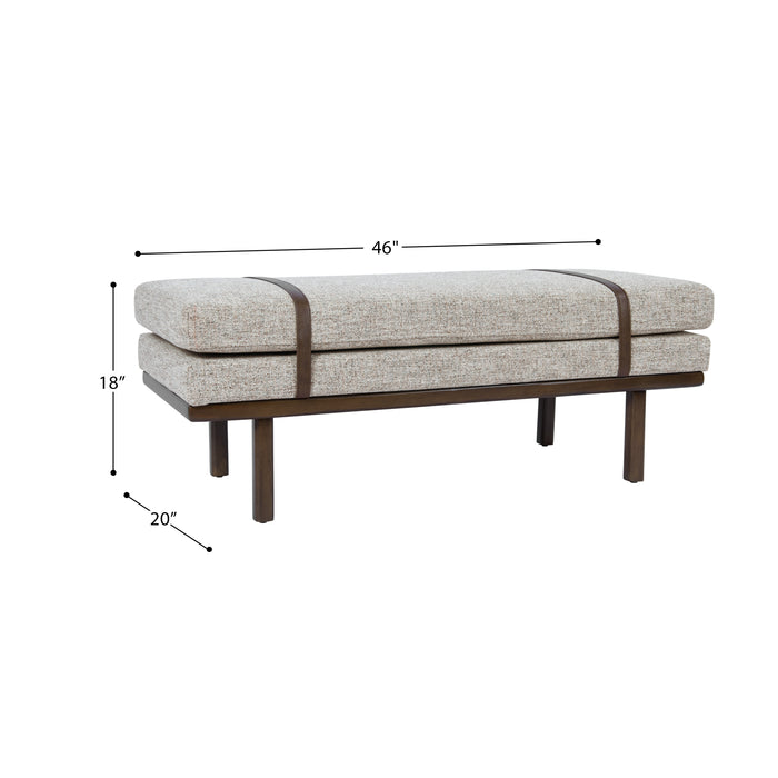 HomePop upholstered Bench with Wood Base - Midtone Gray Fabric