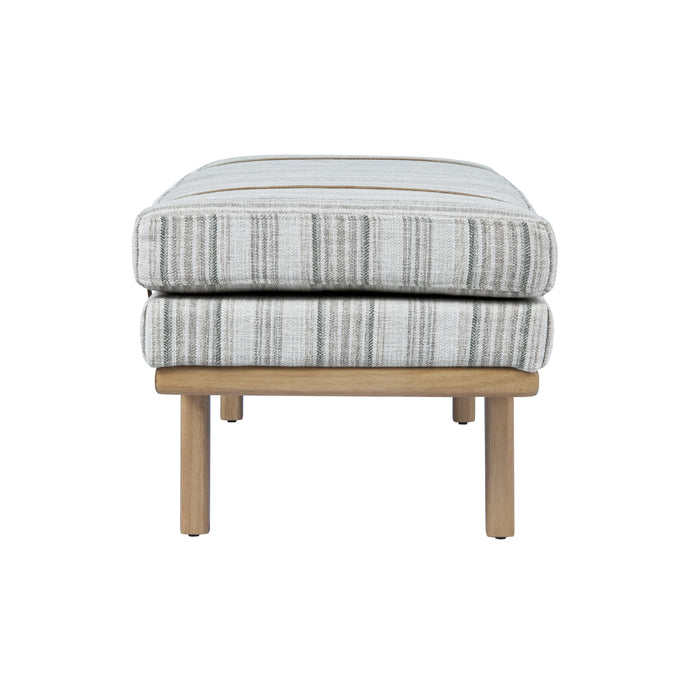 HomePop Upholstered Bench with Wood Base - Gray Striped Pattern