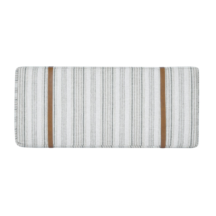 HomePop Upholstered Bench with Wood Base - Gray Striped Pattern
