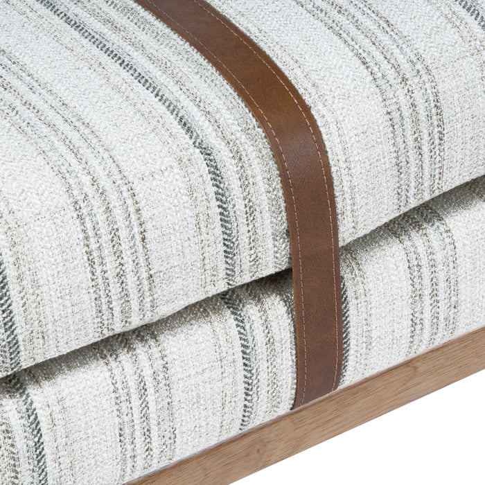HomePop Upholstered Bench with Wood Base - Gray Striped Pattern