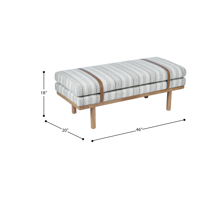 HomePop Upholstered Bench with Wood Base - Gray Striped Pattern