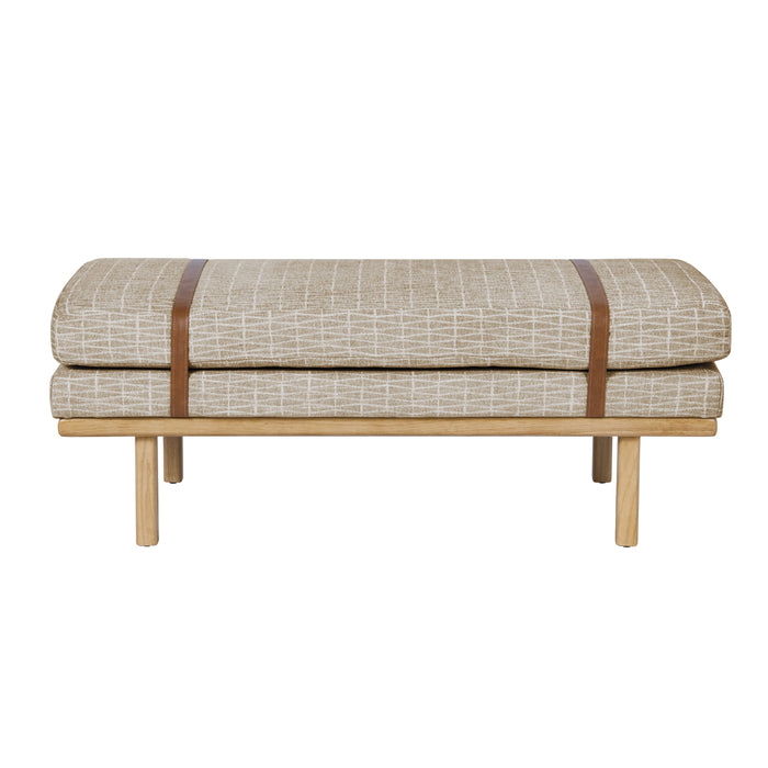 HomePop Upholstered Bench with Wood Base - Tan Geometric Pattern