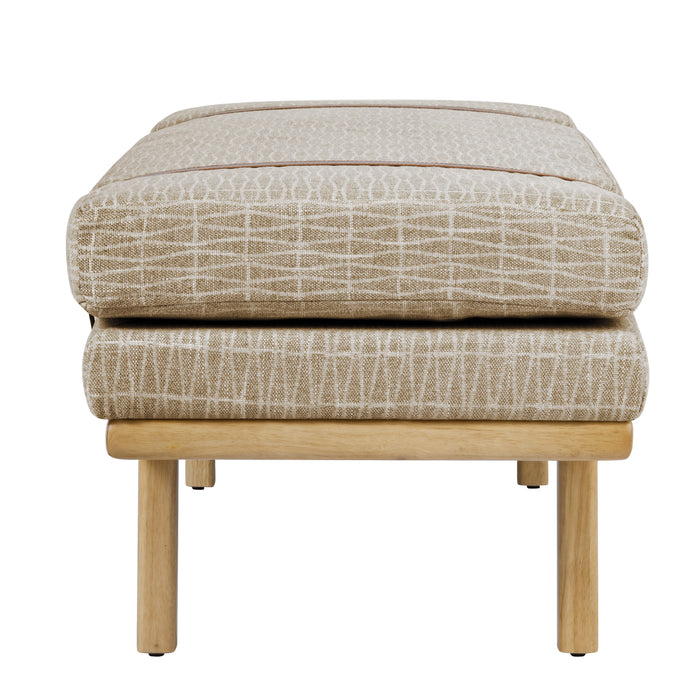 HomePop Upholstered Bench with Wood Base - Tan Geometric Pattern