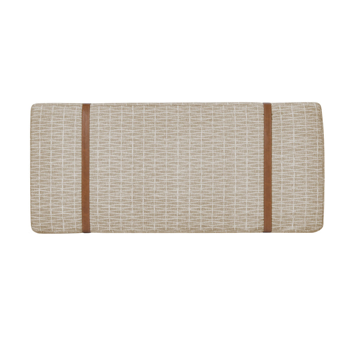 HomePop Upholstered Bench with Wood Base - Tan Geometric Pattern