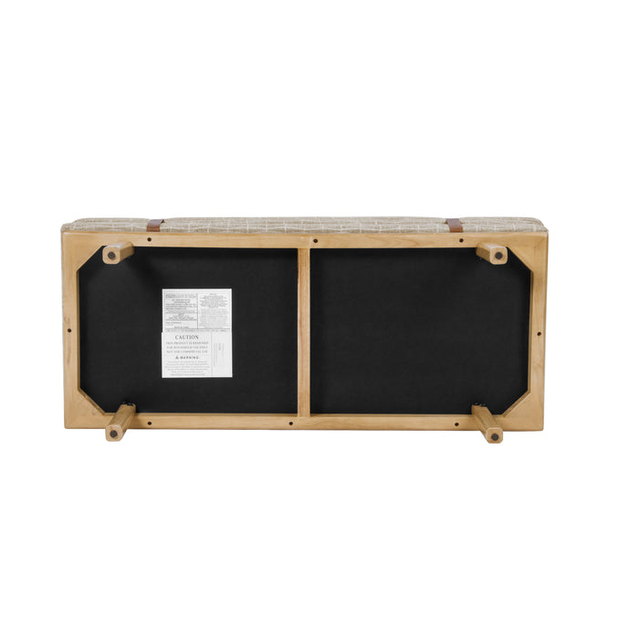HomePop Upholstered Bench with Wood Base - Tan Geometric Pattern