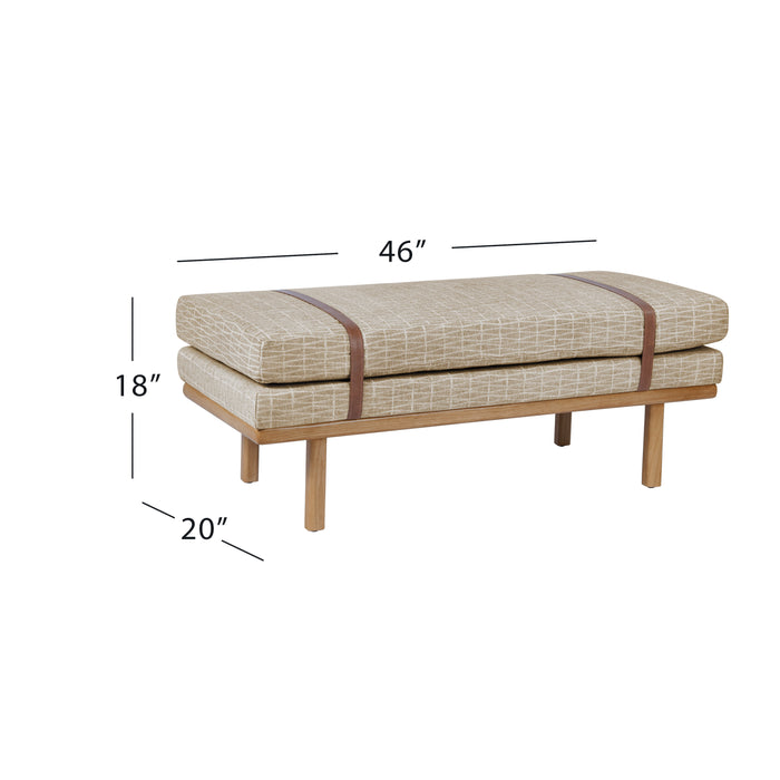 HomePop Upholstered Bench with Wood Base - Tan Geometric Pattern
