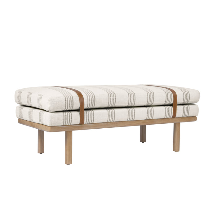 HomePop Upholstered Bench with Wood Base - Brown Stripe
