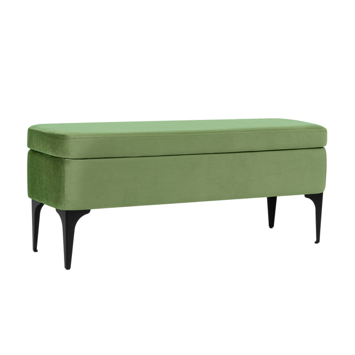 HomePop Large Modern Storage Bench - Green Velvet