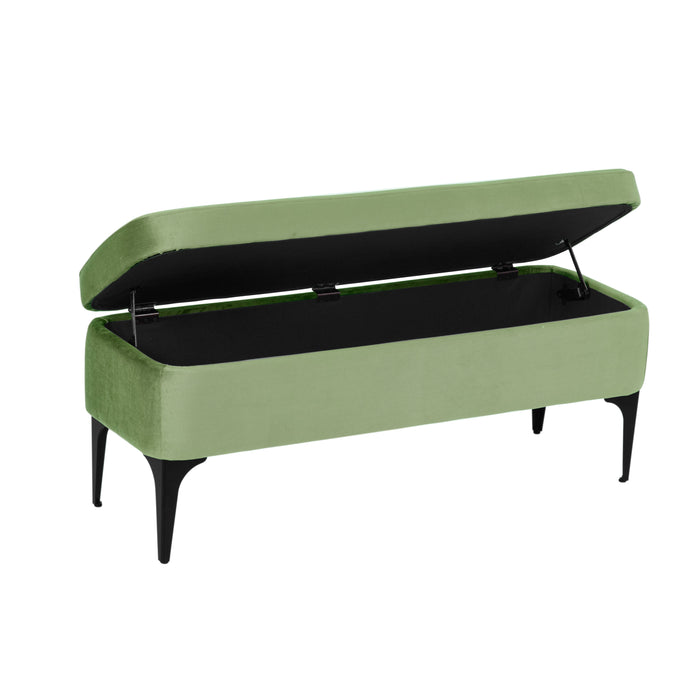 HomePop Large Modern Storage Bench - Green Velvet
