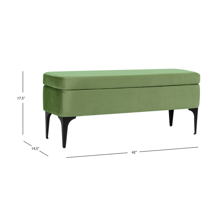 HomePop Large Modern Storage Bench - Green Velvet
