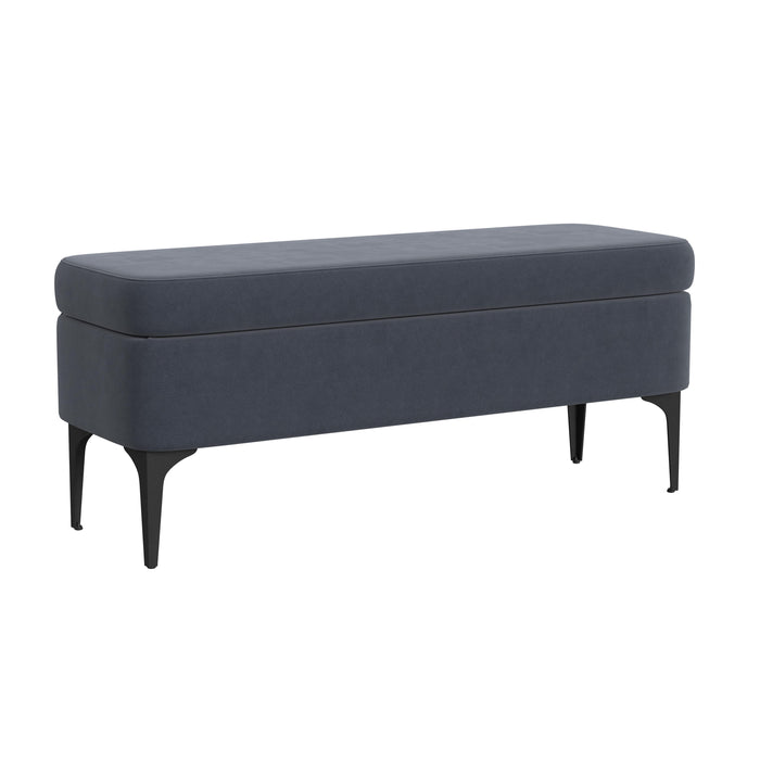 HomePop Large Modern Storage Bench - Blue Velvet