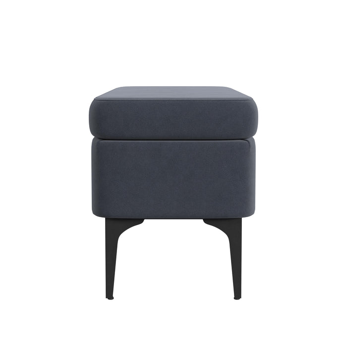 HomePop Large Modern Storage Bench - Blue Velvet